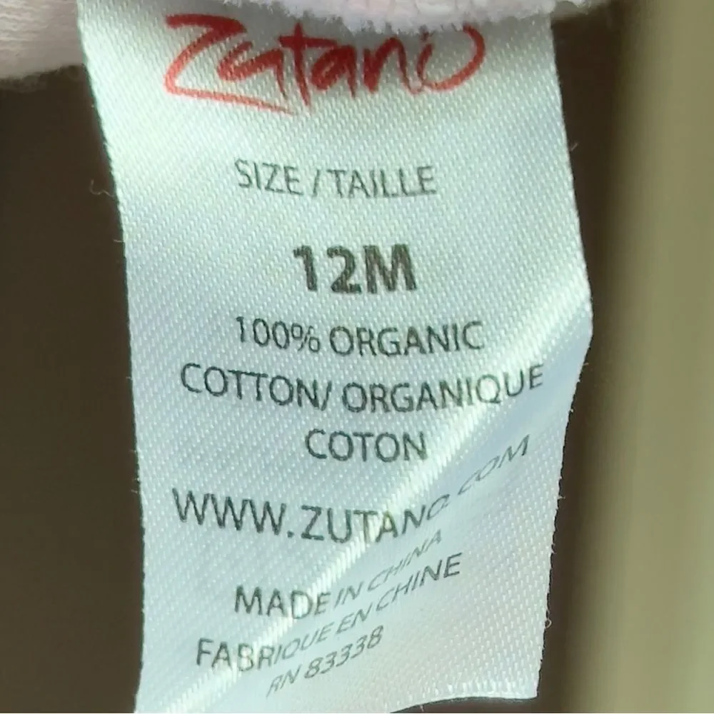 Zutano Baby Organic Cotton Pink Heart Print Booties Gripper Soles. 12 Months.